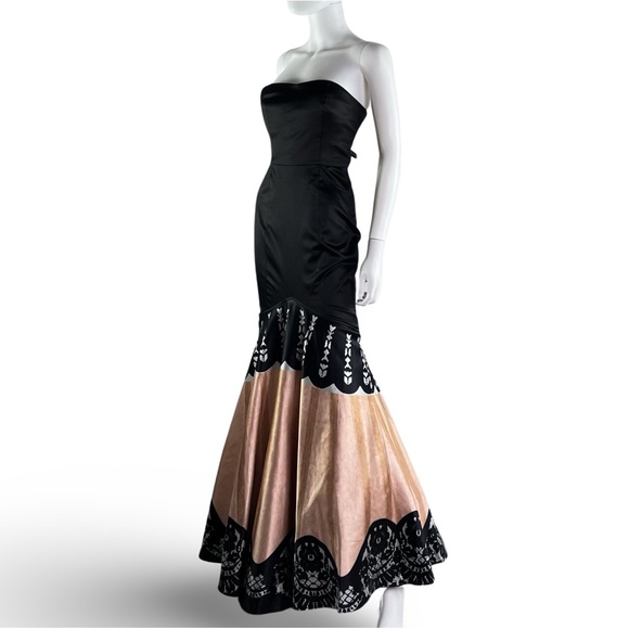 Temperley LONDON Strapless Lace Printed Silk Mermaid Formal Gown Black Tie Gala - Picture 1 of 11
